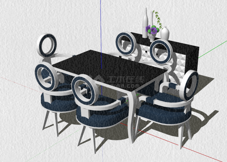 欧式餐厅餐桌su模型-图二