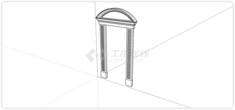 半圆欧式门头简约柱子装饰门su模型-图一