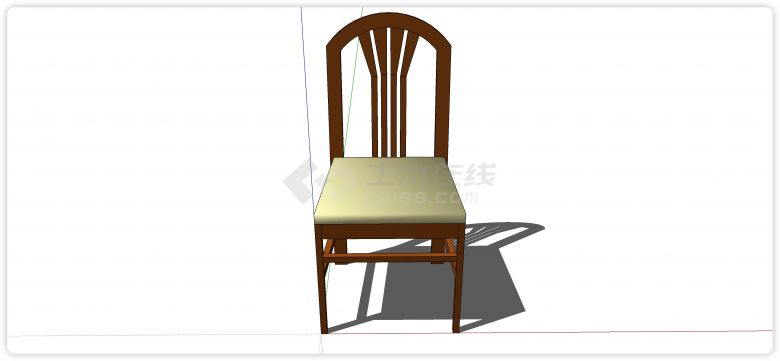 实木结构靠背椅其他家具su模型-图二