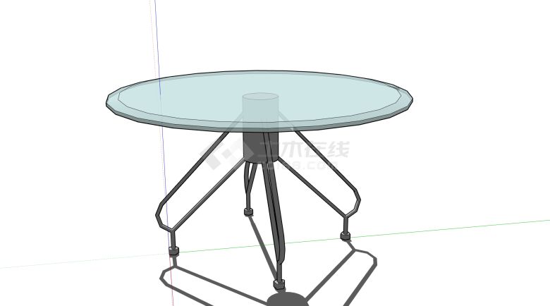 简约大气透明玻璃大圆桌su模型-图二