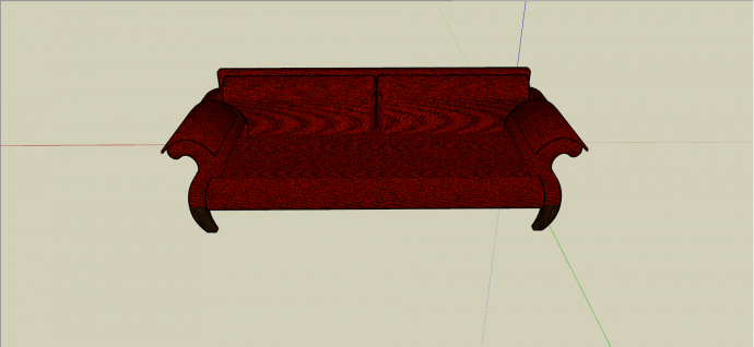 红色双人低靠背沙发su模型_图1