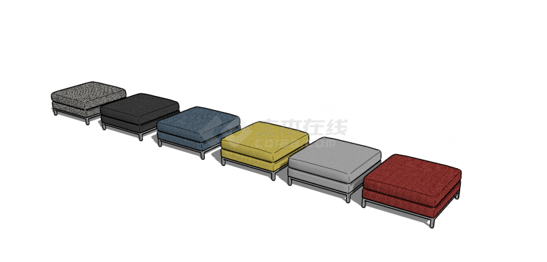 五色矮凳沙发组合su模型-图一