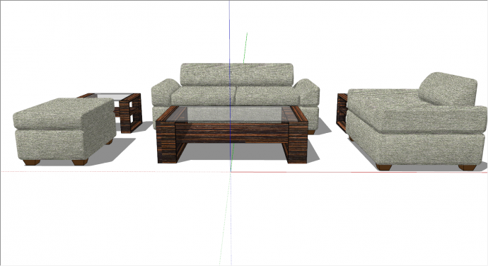 布纹沙发木制桌几su模型 _图1