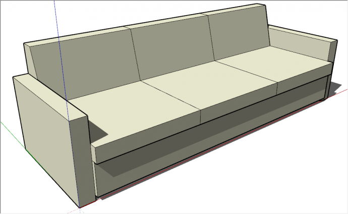 现代极简风格淡黄色三人沙发su模型_图1