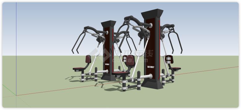 多功能训练健身器材su模型-图一