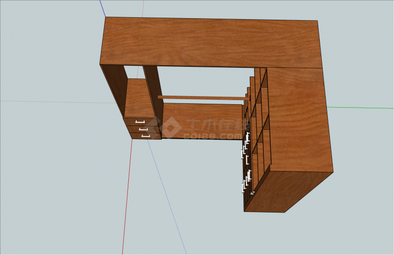 L形多功能分区木制衣柜su模型-图二