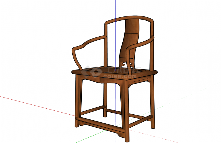 仿古中式全木质雕刻座椅su模型-图一