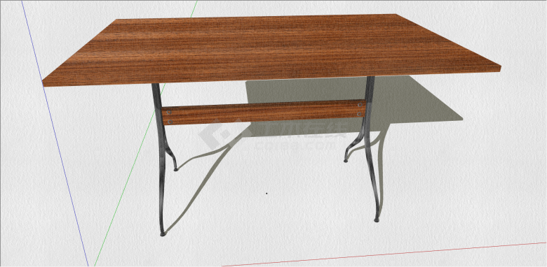 现代长方形办公桌子su模型-图二
