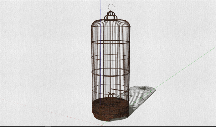 长型深褐色中式鸟笼su模型_图1