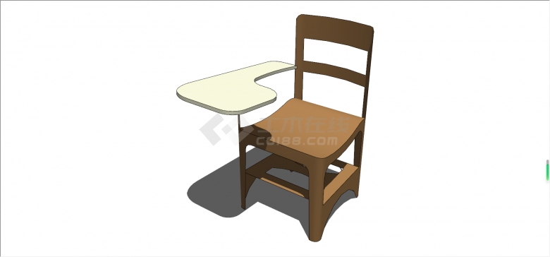 自带小桌子的便捷椅子su模型-图二