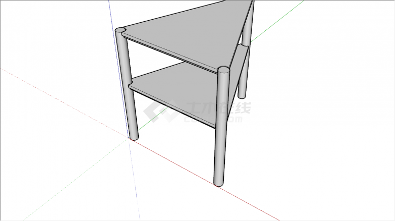 三角形两层桌椅放置su模型-图二
