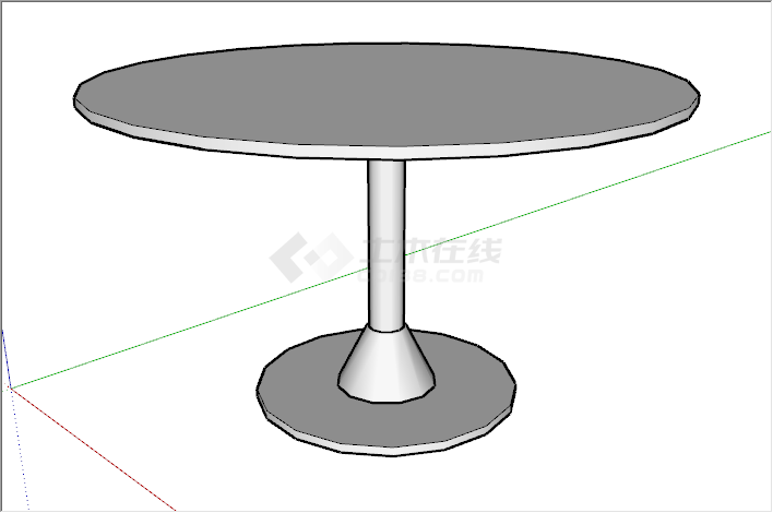 现代简约白色小型圆桌su模型-图一