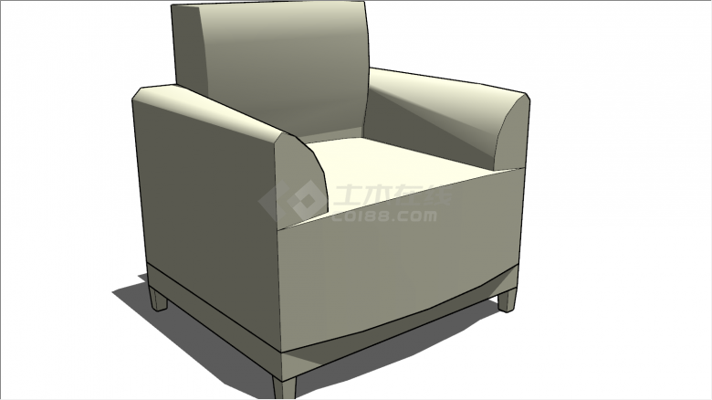 橄榄绿可靠背沙发桌椅su模型-图二