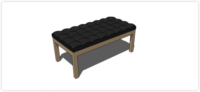 木结构黑色软坐垫换鞋凳su模型_图1
