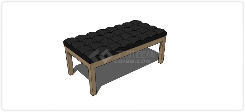 木结构黑色软坐垫换鞋凳su模型-图一