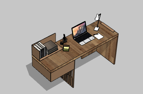 褐色黑电脑办公室桌子su模型-图二