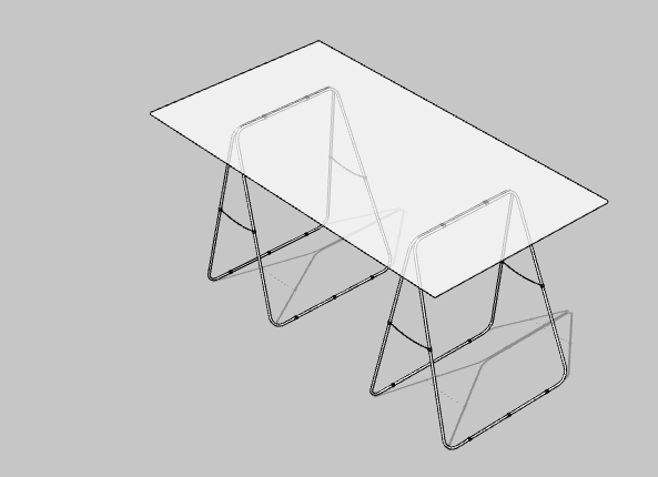 白色支撑透明办公室桌子 su模型_图1