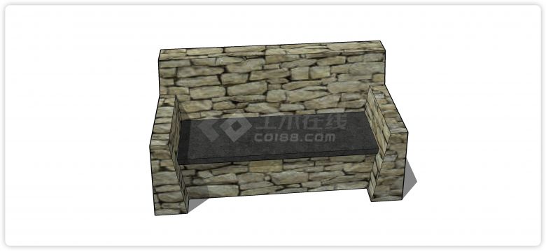 砖砌结构花岗岩凳板户外凳子su模型-图二