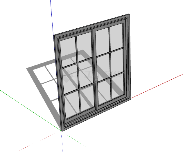 黑色分散现代铝合金窗户SU模型-图二
