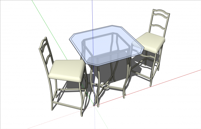 双人简欧风格桌椅su模型_图1