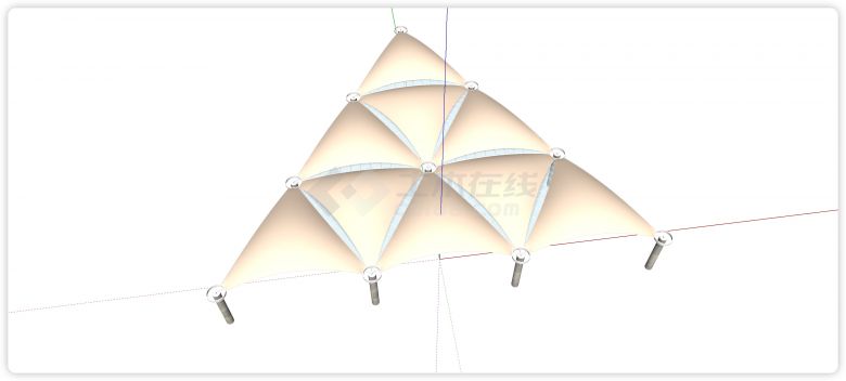 三角形拼接天幕张拉膜su模型-图二