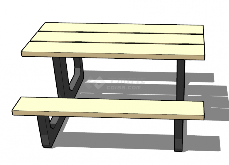 现代桌椅一体餐厅桌子su模型-图二