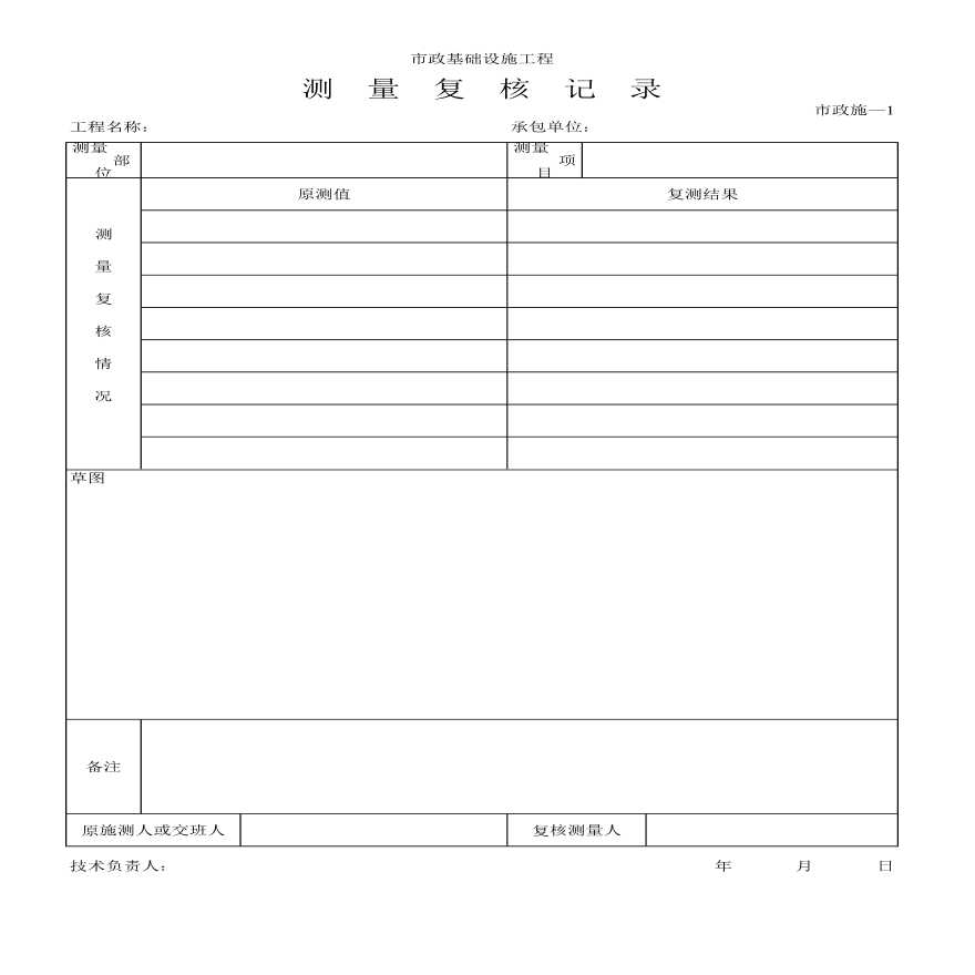 市政基础设施工程测量复核记录-图一