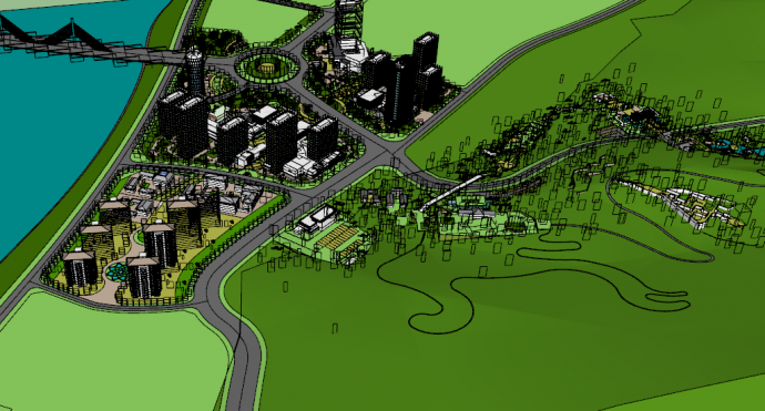 郊区开发区小区住宅su模型_图1
