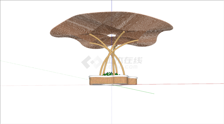 草坛休息遮阳张拉膜su模型-图二