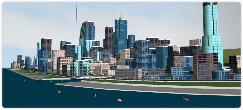 海湾城市规划商业综合体建筑su模型-图一