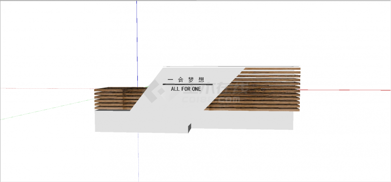 一凡梦想公司有木板镶嵌装饰高低起伏式前台接待su模型-图二