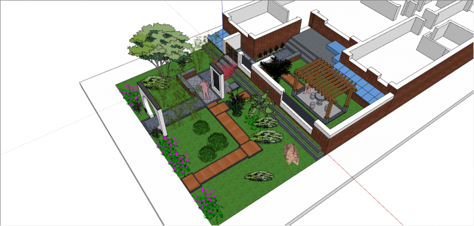 中式庭院景观建筑su模型_图1