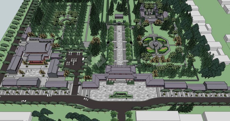 中式园林景观中式亭子公园景观建筑小品su模型-图一