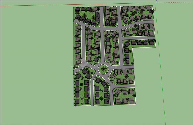 现代风格别墅群规划建筑方案SU模型-图一