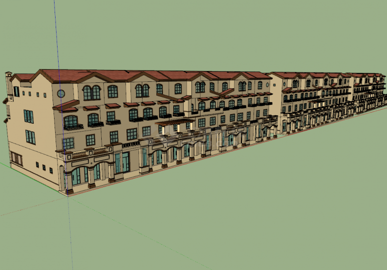 美式三层小复式住宅小区建筑su模型-图一