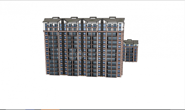 尖顶的由高层矮层组合的住宅小区 su模型-图一