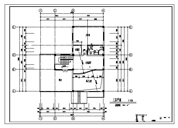 538平方米三层欧式别墅建筑施工cad图，共十三张_图1