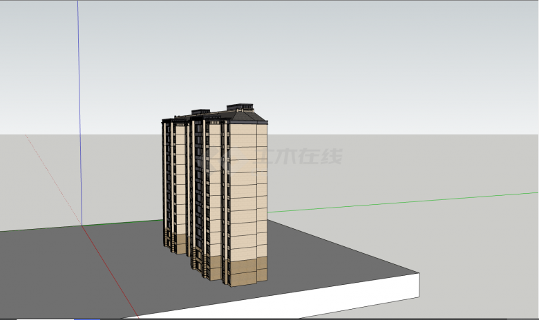 多层的尖顶的住宅小区居住区规划建筑方案SU模型-图二