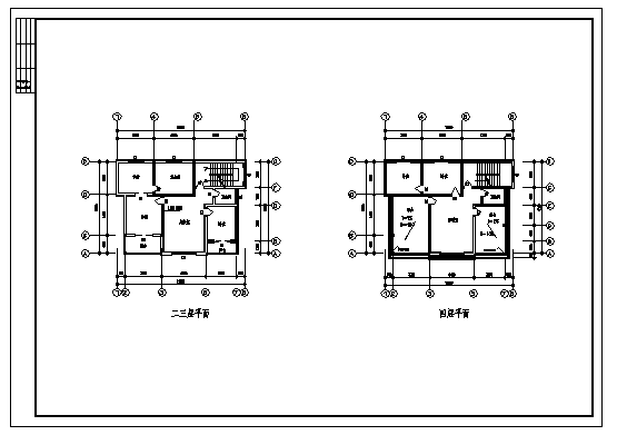 四层简单的别墅建筑施工cad图(带隔热层设计，共八张)