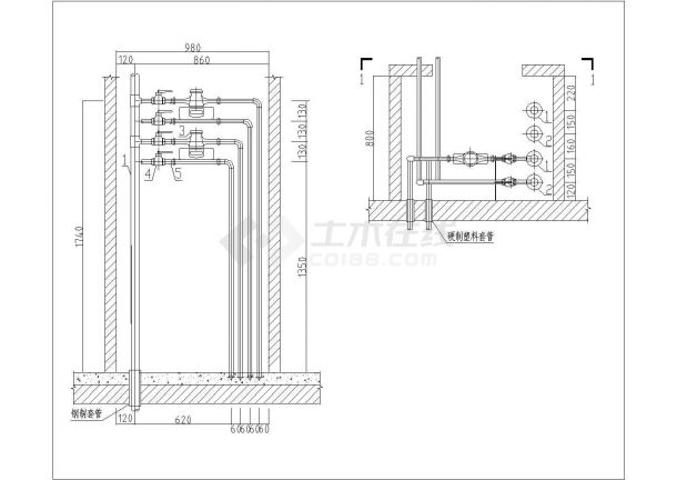 典型散热器安装及埋管设计cad标准图（标注详细）-图一