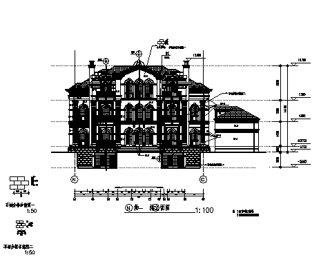 某三层带地下室意大利式独立别墅建筑施工cad图(带夹层设计，共十张)-图一