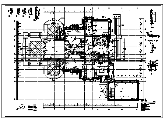 某三层带地下室意大利式独立别墅建筑施工cad图(带夹层设计，共十张)-图二