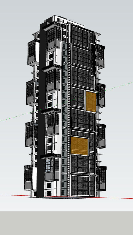 高耸黑白住宅小区居住区规划建筑方案SU模型_图1