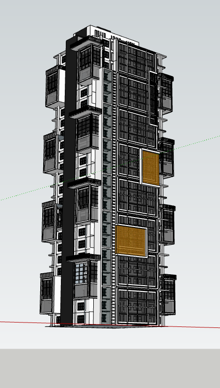 高耸黑白住宅小区居住区规划建筑方案SU模型-图一