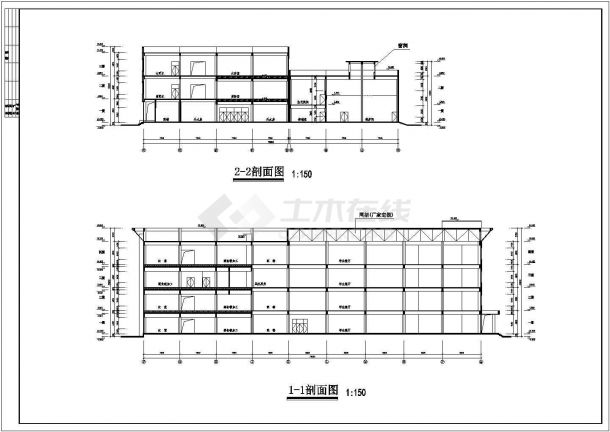 某多层框架结构学校食堂设计cad全套建筑施工图（含总平面图）-图二