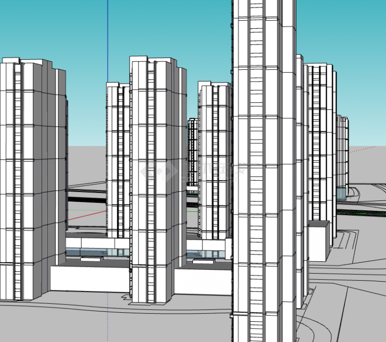 白色现代住宅小区居住区规划建筑方案SU模型-图二