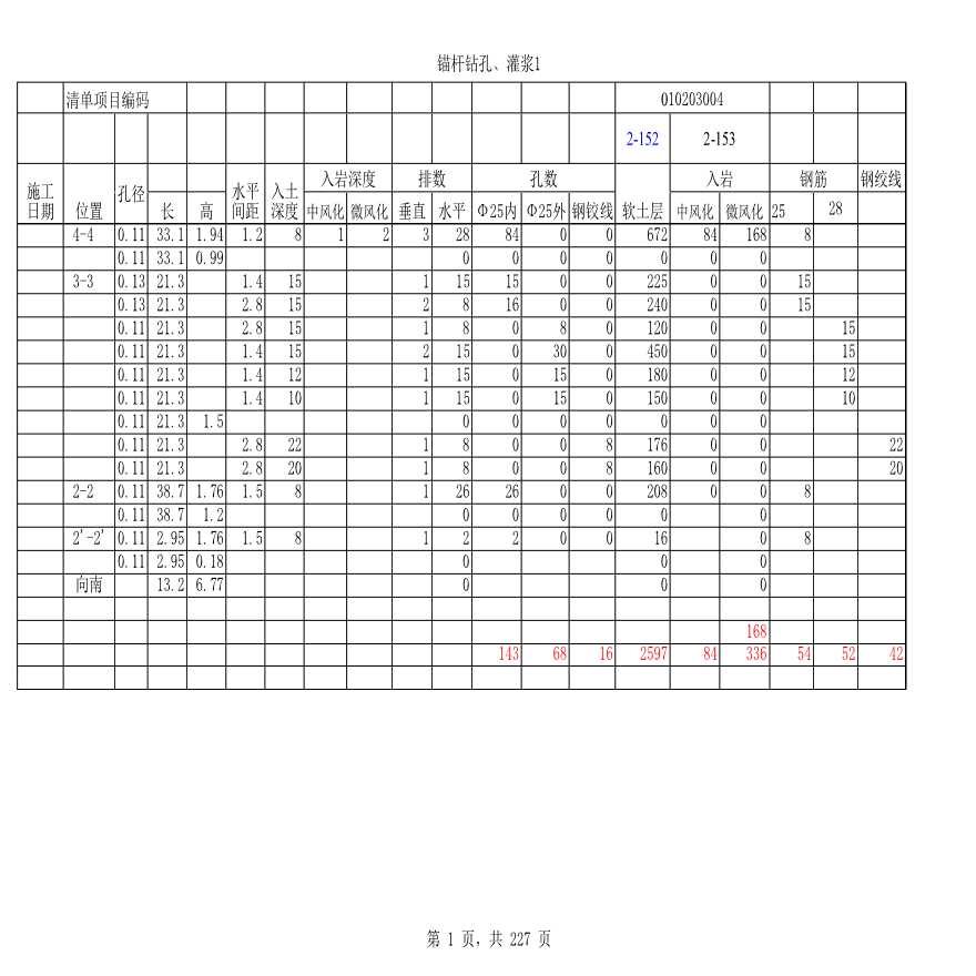 广东省06清单建筑结构工程量计算表
