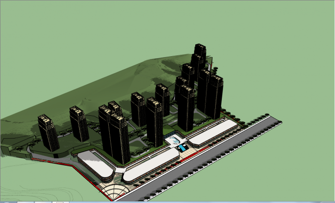 现代化高层住宅小区的SU模型_图1