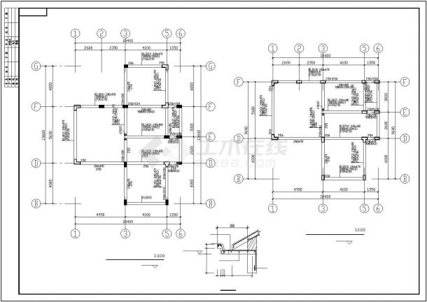 某三层欧式风格别墅结构施工CAD图纸，共19张图纸-图一