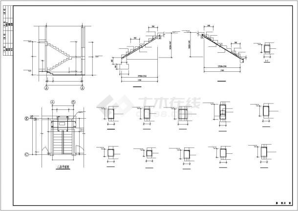 二层砖混别墅结构CAD示意图-图二